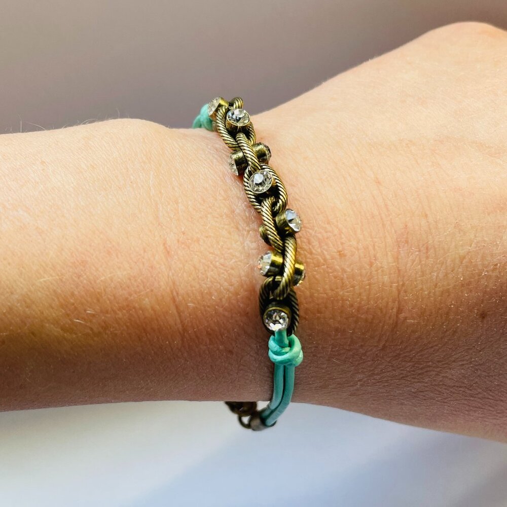 Chloe + Isabel Turquoise Dainty Gold Chain Bracelet with Crystals